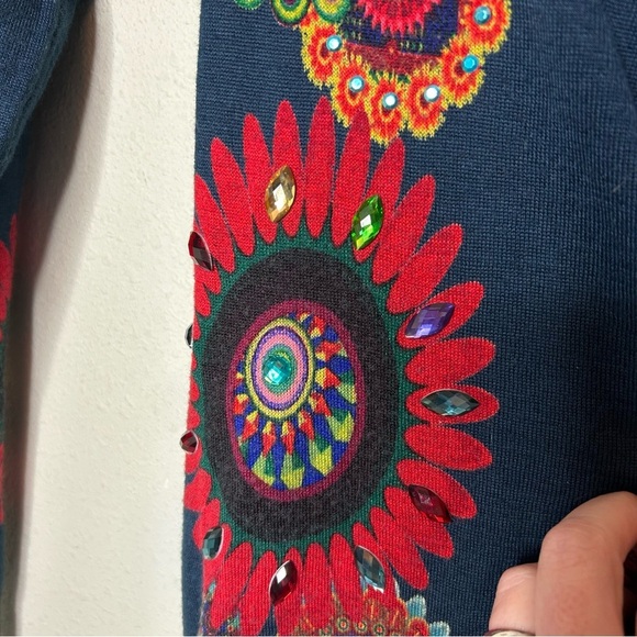 Desigual Blue and Red Graphic Long Sleeve Blouse - Picture 4 of 6